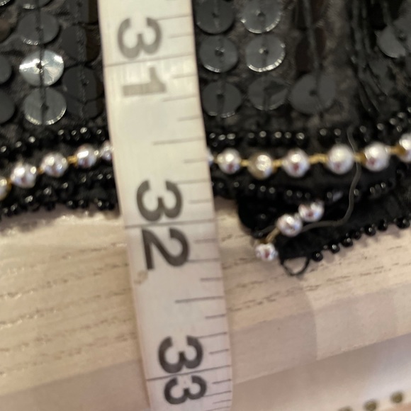 Black Pure Silk & Sequined Maxi Straight Lined Skirt. Sz M. Like New - Picture 9 of 10